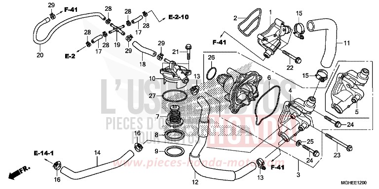 WATER PUMP for VFR1200X Dual Clutch MAT PEARL GLARE WHITE (NHB54) from 2014